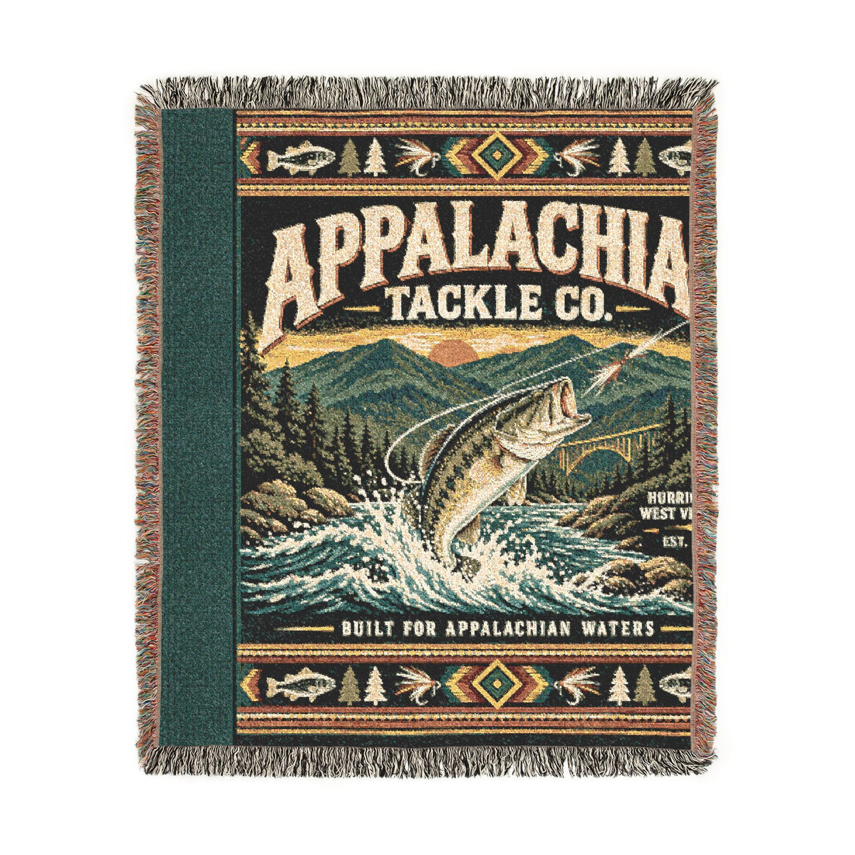 Appalachian Tackle Co. Woven Blanket – Vintage Fishing Throw