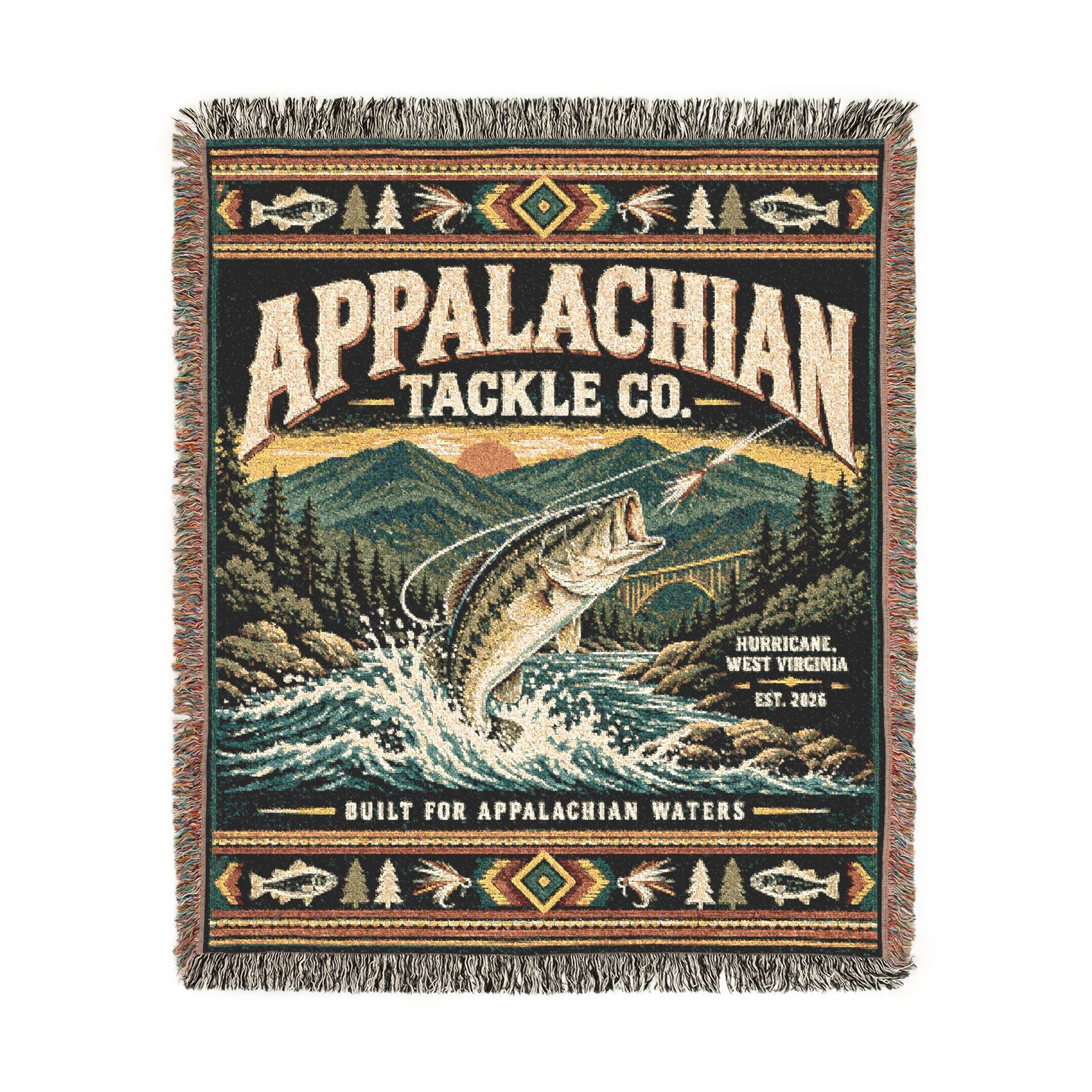 Appalachian Tackle Co. Woven Blanket – Vintage Fishing Throw