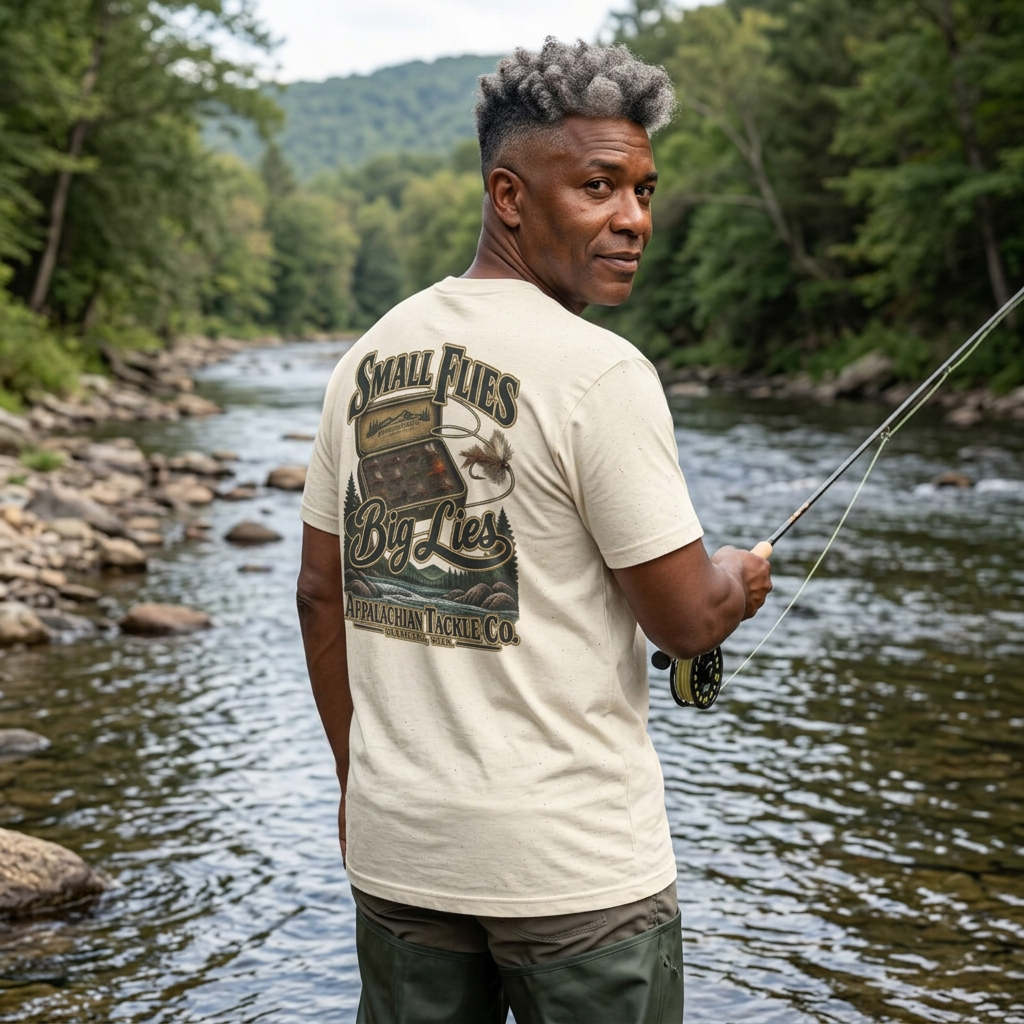 The Fly Series — "Small Flies, Big Lies" Appalachian Tackle Co. Graphic Tee