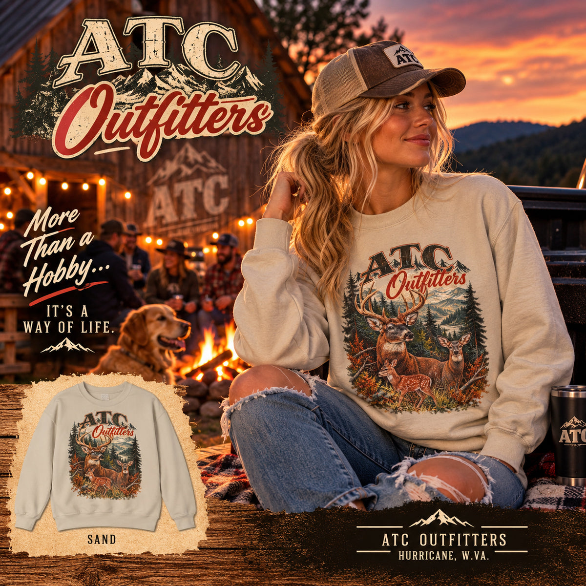- ATC Outfitters — Whitetail Country Vintage CrewneckUnisex Heavy Blend™ Crewneck Sweatshirt