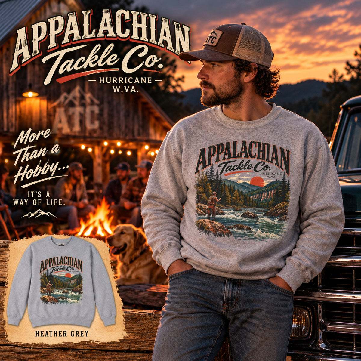 Appalachian Tackle Co. — Mountain Water Vintage Long Sleeve - Unisex Crew Neck Sweatshirt